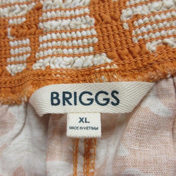 BRIGGS Ladies Linen Blend Shorts Womens Size XL Orange Cream Floral Flowers NWT - Picture 9 of 13